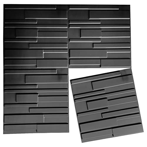 Image of Art3d Decorative 3D Wall Panels 12 Pack 19.7 inch x 19.7 inch Creative Wall Panel for Indoor Decoration, Carbon Black