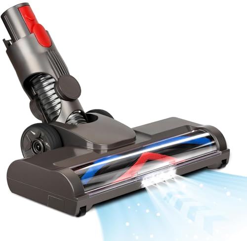 Libershine Vacuum Attachments for Dyson V7 V8 V10 V11 V15 - Motorhead Replacement Parts with LED Light, V-shaped Turbo Bristle Roller Brush Cleaner Head for Carpets, Hardwood Floors Attachment