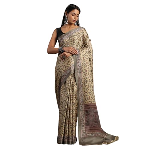 Image of Garden Vareli Pashmina Saree With Unstitched Blouse Piece