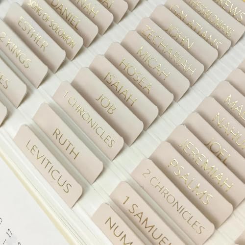 Bible Tabs for Women and Men, 75Pcs Study Bible Book Tabs, Self-Adhesive Sticky Christian Tabs, Notes Tabs, Bible Study Supplies, Gold Foil Laminated Bible Tabs for Books Notebook File Bible Tabs