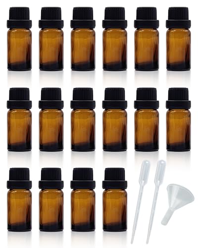 AFMNQZ 50Pack Set 10ML Amber Glass Bottle with Orifice Reducer and Cap Small Essential Oil Vials (10ML)