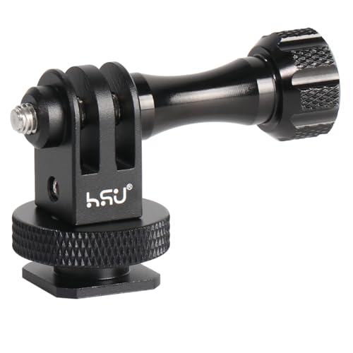 HSU Aluminum Cold Shoe Mount Adapter, 1/4-20 screw hole Tripod Mount Adapter for GoPro Hero 13/12/11/10/9/8/7/6, DJI Osmo Action AKASO, Applicable for Tripod Selfie Stick Monopod and DSLR Camera Flash