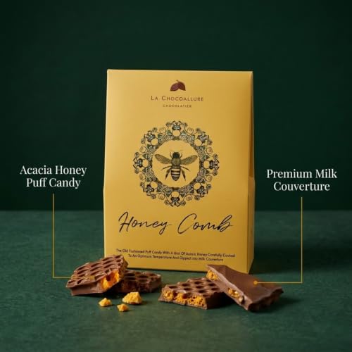Image of La Chocoallure HoneyComb Crackles | Real Honeycomb in Premium Milk Chocolate | 100g Gift Box | Crunchy Artisan Chocolate | Birthday, Festive & Everyday Gifting