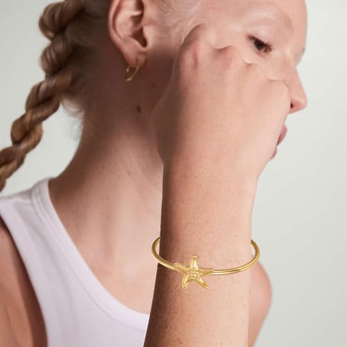 Gold Starfish Cuff Bracelets for Women Sea Star Shell Bangle Summer Beach Bracelet Adjustable Dainty Bangle Bracelet2