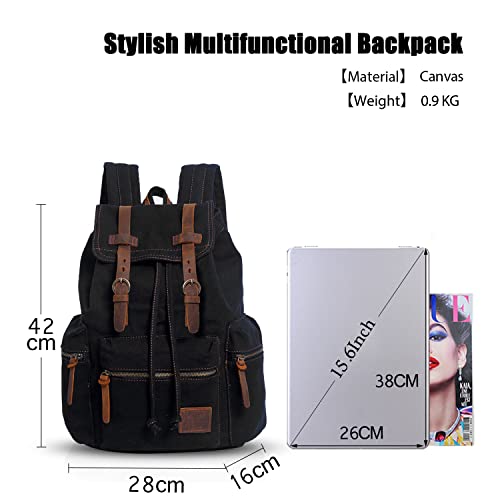 FANDARE Retro 15.6 Inch Backpack for Laptop Laptop, Outdoor, Travel, Work, Student, Hiking, School Bags, Daypack Canvas - Image 3
