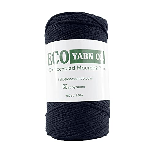 Black Cotton/Polyester Macrame Yarn, 180m (250g)