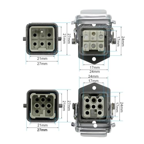 Conector industrial HDC-HA de 4 pines rectangular e impermeable de 250V 5