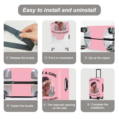 Image of inchJust a Girl Who Loves Travel inch Luggage Cover, City Explorer Suitcase Protector, Waterproof Anti-Theft Design, Wanderlust Gifts for Women