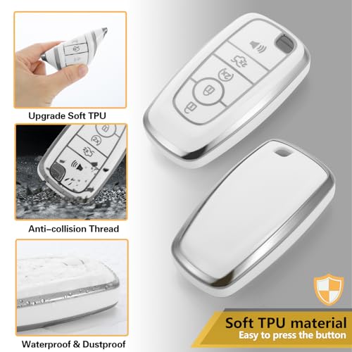 Image of for Ford Key Fob Cover with Luxury Diamond Braided Keychain, Upgraded Soft Case for Fusion F150-F550 Edge Escape Explorer Bronco Maverick,etc.(5 Button) (Silver Bling,B)
