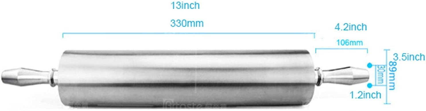 ACiyD Rodillo de Masa Rodillo de Acero Inoxidable Superficie Antiadherente Lisa Rodamiento Conexión Rodillo Rodillo de Plata