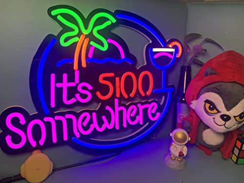Best Quality 🔥 LDGJ It's 5:00 Some Where & Palm LED Neon Sign Art Wall Lights for Beer Bar Club Bedroom Windows Glass Hotel Pub Cafe Wedding Birthday Party Gifts