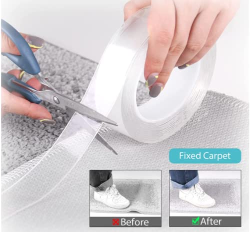 Office Decor Double Sided Tape Heavy Duty Mounting Tape - Znben 16.4 FT Reusable Transparent Nano Tape Removable Adhesive Wall Tape for Carpet Poster Picture Car Office Home Decor