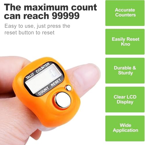 Image of Counter for Chanting MantraTally Counter | 5-Digit Finger Ring with LCD Display & Reset Button | Handheld Counter for Meditation, Jap, Sports, Knitting & Classroom Use (Tally Counter Pack - 5)