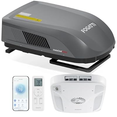 FOGATTI RV Air Conditioner 16000 BTU, with Heat Pump and Cooling, with WiFi and Remote Control, Quiet AC, Low Profile Rooftop AC Unit RV Easy Install Non-Ducted, Gray, InstaCool Ultra(2 Packages)