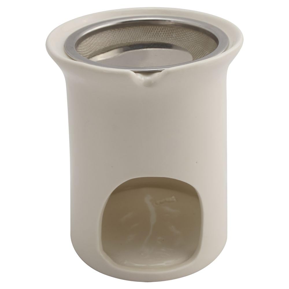 Räucherstövchen mit Edelstahlsieb & Metallscheibe – Design Friedenszweig, weiße Keramik, Höhe 11 cm – ideal für Weihrauch & Kräutermischungen (Packung mit 2)
