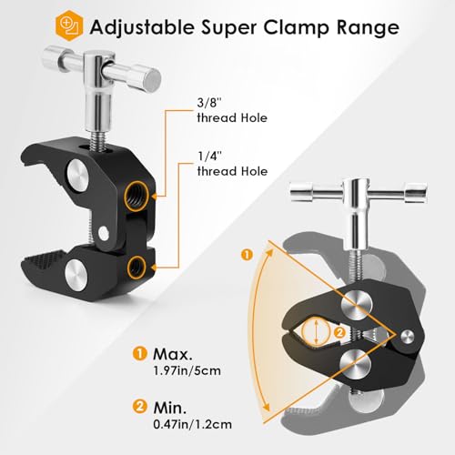 TARION Magic Arm Kamera Halterung: Klemmstativ Mit Super Klammer, Flexibel Gelenkarmstativ Tischstativ Halterung Studioklemme Mit 1/4'' 3/8'' Gewinde und Blitzschuhhalterung