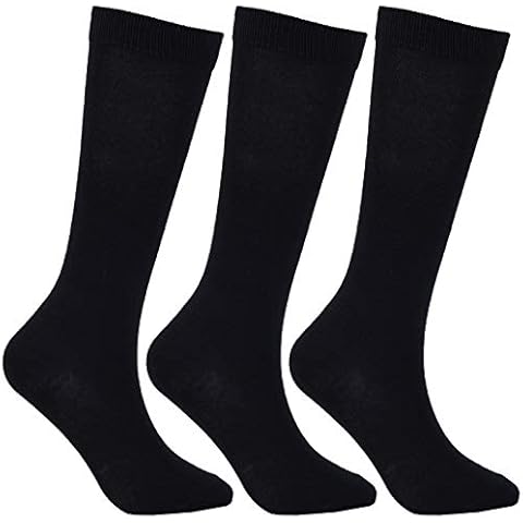 Laulax 3 Pairs Finest Combed Cotton Girls School Knee High Socks, Gift Set, Black, Size 9-12 Jnr Cover