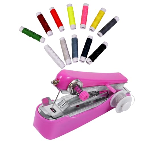 NUOBESTY 1 Juego Mini Costura Manual Máquina De Coser De Mano Fijador Rápido De Ropa Puntada Rápida Maquina De Bordar Kit De Costura De Viaje Pedales De Maquina De Coser Equipo Tela Páginas