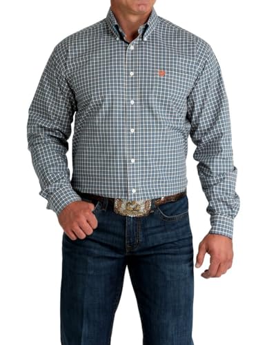 Cinch Men's Blue Plaid Button Shirt