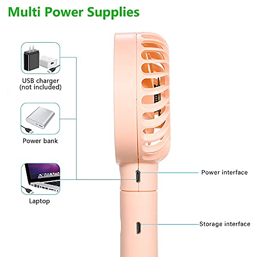 Splenssy Draagbare mini-handheld ventilator 2000 mA powerbank 3 snelheidsinstellingen voor reizen, kamperen en outdoor… - Image 6