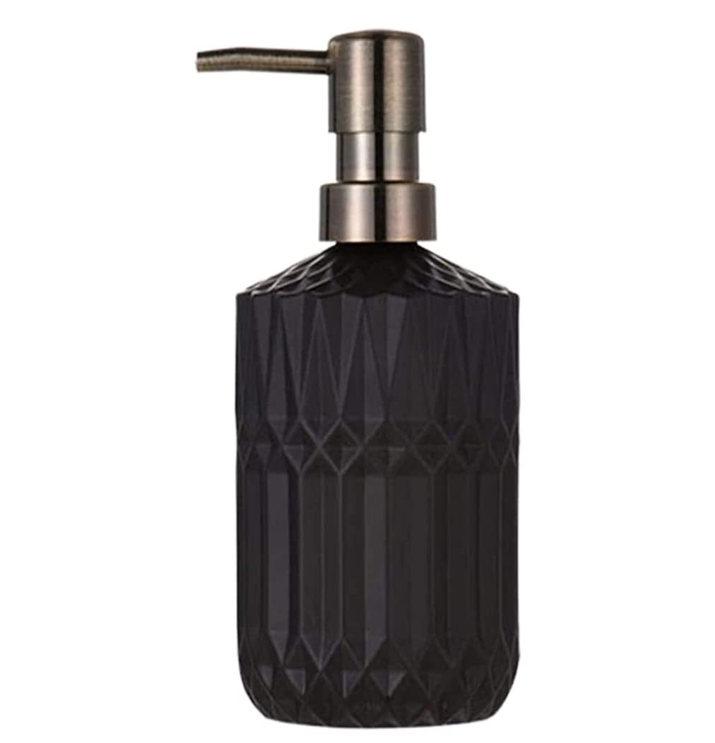 Erogatore Sapone Liquido Dispenser di Sapone in Vetro con Pompa, Dispenser di Sapone Liquido da Bagno con Diamanti da 13,5 Once Dispenser Sapone Bagno (Color : Siyah, Size : 400ml)