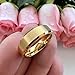 TUTISS 6mm Gold Tungsten Rings for Men Women Couple Fashion Jewelry Engagement Wedding Bands Matte Beveled Edges I Love You Engraved Size 8