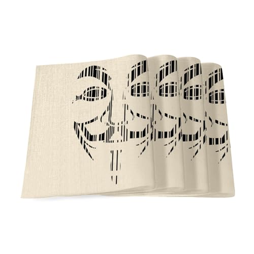 Set de table en lin grand format 40x28,5 cm lavable imprimé visage abstrait