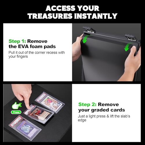 Image of Kabinka Graded Card Case, Aluminum Alloy Graded Card Storage Box | Holds 140 Card Slabs, Sports Trading Card Case with TSA Combination Lock, Fits PSA /CSG /CGC /SGC /BGS, Black