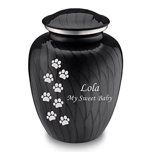 Geturns Embrace Personalized Walking Paws for Large Pets I Pearl Black Cremation Urns for Dogs and Cats I 200 lbs