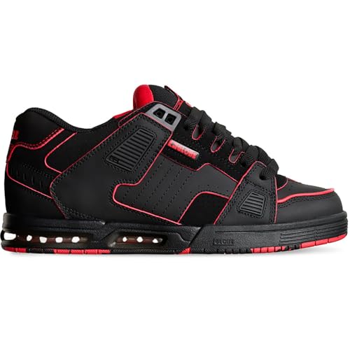 Globe Herren Fusion Skate Shoe, Schwarz/Rot/Mosaik, 44.5 EU