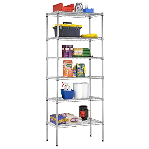 Image of BestOffice Adjustable Wire Shelving Storage Shelves Heavy Duty Shelving Unit for Small Places Kitchen Garage (Chrome, 13 inch D x 23 inch W x 59 inch H)