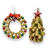 2pc Set Wine Cork Christmas Tree & Wreath Christmas Ornaments