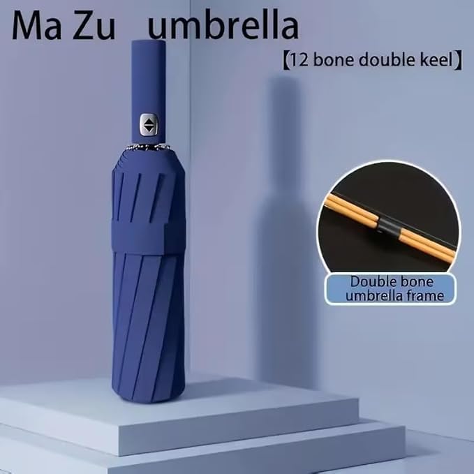 Image of ๐๐ฎ๐ป๐๐ฒ๐ฟ๐ฎ Compact Automatic Folding Umbrella - Windproof, UV Protection, ๐ญ๐ฎ ๐ฅ๐ถ๐ฏ๐ Lightweight Portable Travel Portable Umbrella for Men & Women Use in Sun & ๐ฅ๐ฎ๐ถ๐ป (Navy-Blue)