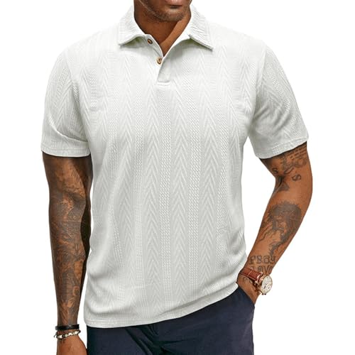 Men's Knitted Polo Shirts Short Sleeve Slim Fit...
