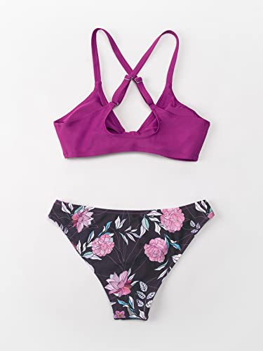 Image of CUPSHE Women's Two Piece Bikini Set Floral Print Knot Bunny Tie