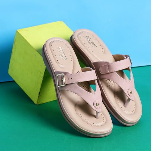 Image of DOCTOR EXTRA SOFT Women's Flat Comfortable Memory Foam Slippers /Flip-Flops Fashion Stylish Casual Diabetic Orthopedic Lightweight Synthetic Slip-on Sandals with Adjustable Strap for Girls /LadiesD-623