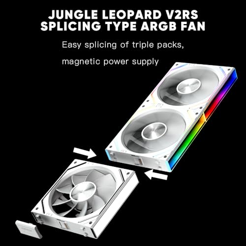 Image of PC Fan JM-V2 RS 120 Infinity Mirror Module Daisy-Chain ARGB Fan 120mm Triple Pack Suitable for Computer Case & 360mm AIO Cooler (White Reverse)