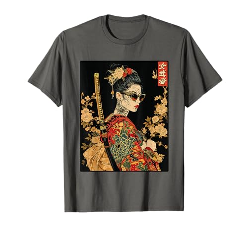 Japanese Gothic Samurai Art Woman With Katana Sword T-Shirt