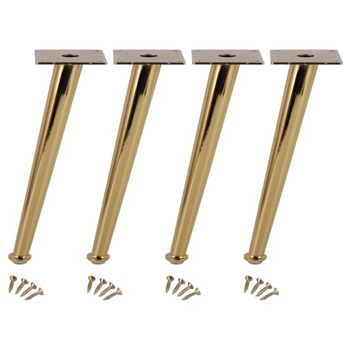 Genérico Pies para Muebles Patas de Sofá Cónicas de 30 cm 4 Piezas Soporte de Hierro Dorado Superficie Galvanizada Altura de Las Patas de Mesa: 10-30 cm Patas de Gabinete de 30 cm/11,8'