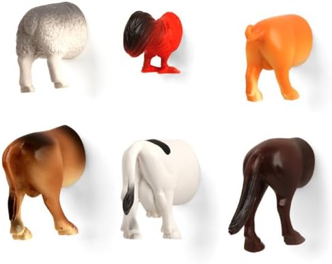 Kikkerland Farm Animal Butt Magnets, Set of 6 (MG26)