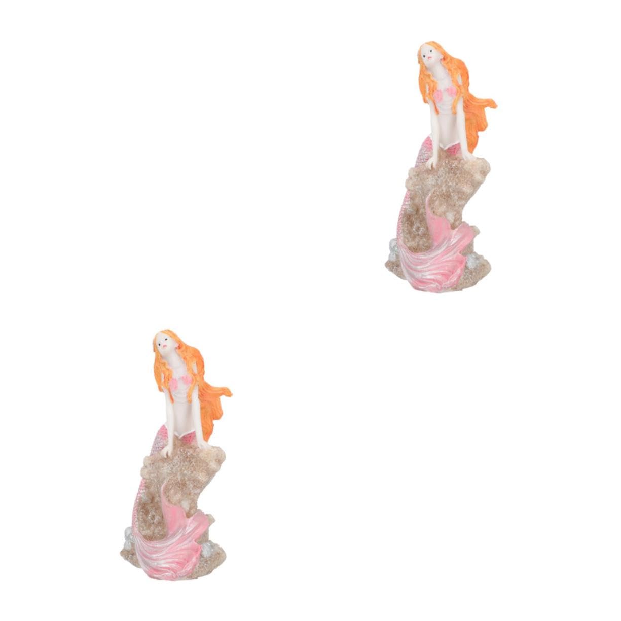 Cabilock 2 Pezzi decorazione sirena ornamento arredamento decorazione dell'acquario accessori per acquari fornitura acquario paesaggio del serbatoio di pesce resina rosa