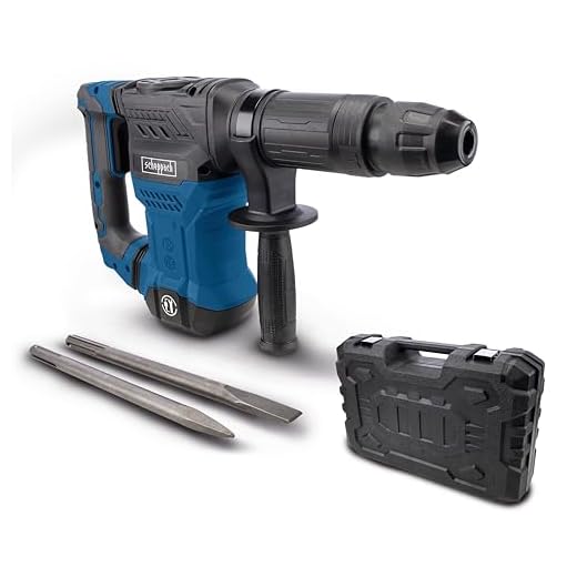 Scheppach Marteau de démolition AB1500x | Marteau à percussion | Puissance de frappe 20J | 1300W | SDS-Max | 4100 BPM | 6kg léger | Burin pointu, plat et coffret inclus