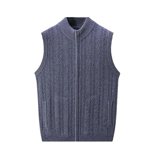 Dcvmvmn Men's Cashmere Cardigan Vest Full Zip Up Knitted Sweater Vest Knitted Thickened Zipper Warm Vest