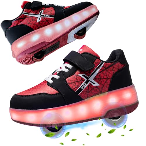 Roller Skate Shoes for Kids - Wheels with USB Charging Led Light Up, Shiny Sneakers for Boys & Girls - Perfect for Christmas & Birthday
