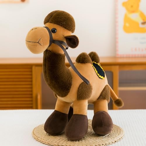 Xiyocadt Kamel Kuscheltier, Plüsch Kamel Spielzeug Stehend, Süßes Kuscheltier, Plüsch Puppe, Weich Flauschig Stofftier Zum Spielen, Geschenk für Kinder (30 cm,Braun)