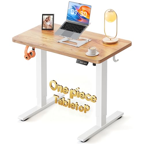 Image of FEZIBO One-Piece Standing Desk, 32 inchx20 inch Seamless Tabletop Electric Height Adjustable for Home Office, Study Rooms & Multi-Device Workstations, Light Rustic