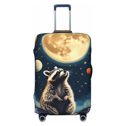 Raccoon Animal Luggage Cover Elastic Washable Protector Anti-Scratch Travel Suitcase Covers With Concealed Zipper For 18-32 Inch Luggage X-Large