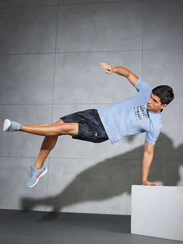 Image of TECHNOSPORT Men's Regular Fit All Over Print Stretchable Shorts with Quick Dry, Anti Odour for Gym, Sports and Regular Use