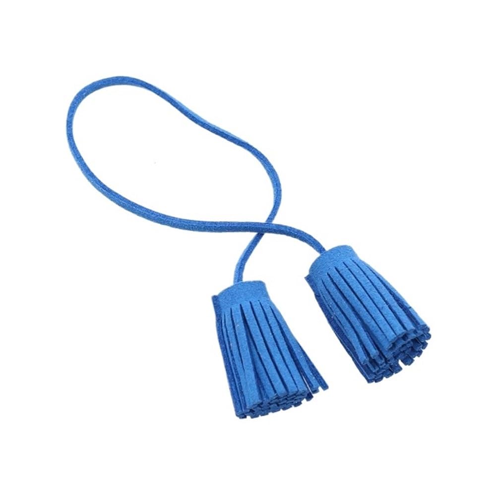 Handmade Tassel 2pcs Double Leather Tassels, Strip Cord with Tassel, Fringe Suede for Key Chains Pendant for DIY Craft(Royal blue)
