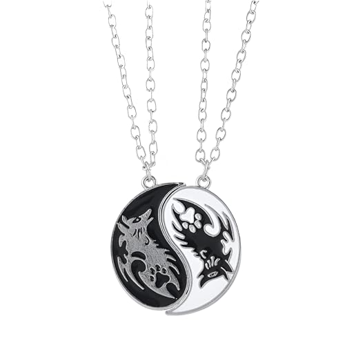 Pendentif réglable Taichi et colliers Yin Yang argent 925 le cadeau de couple parfait